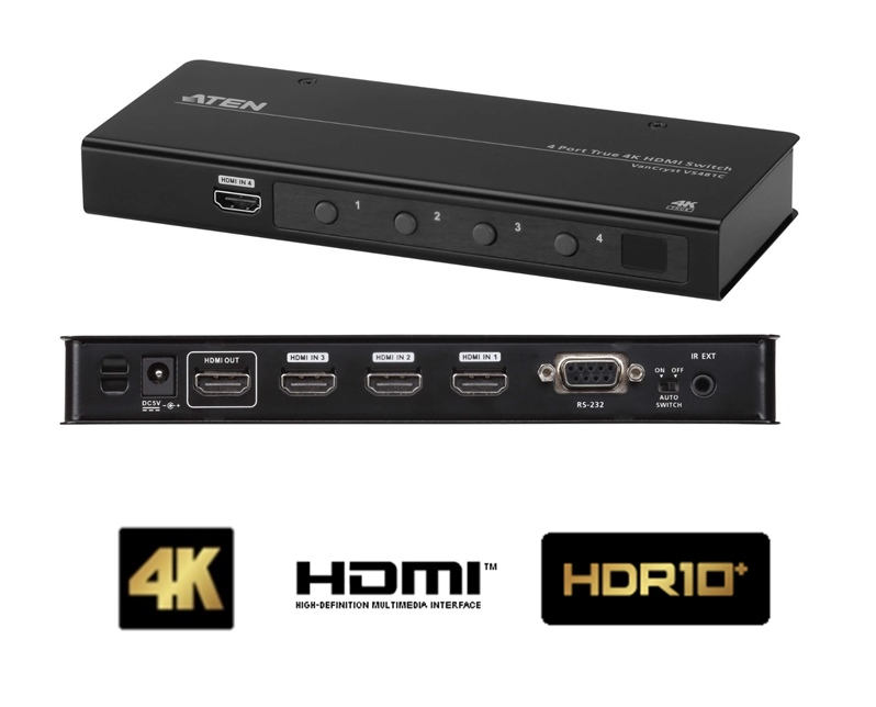 KVM Choice, UK:VS481C - Aten - 4 Port True 4K HDMI Switch, HDMI